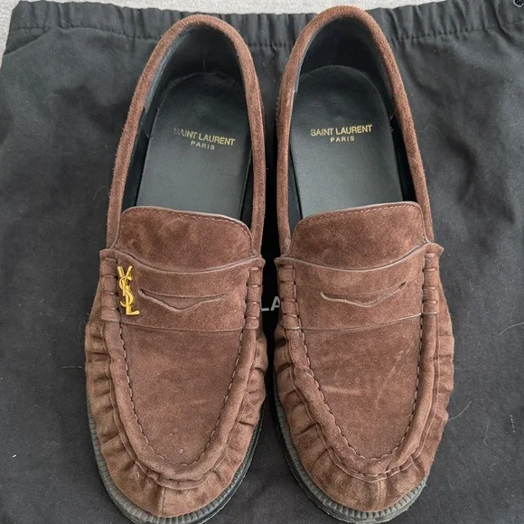 Saint Laurent Dark Brown Suede Loafers Size 8 (38). - Picture 2 of 8
